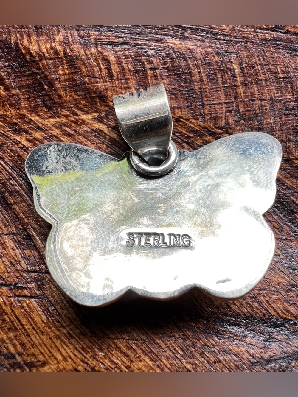 925 Sterling Silver Red Coral Butterfly Pendant Southwestern - Picture 5 of 12